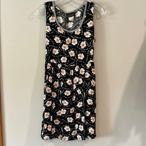 Anxiety - vintage black floral babydoll dress, medium